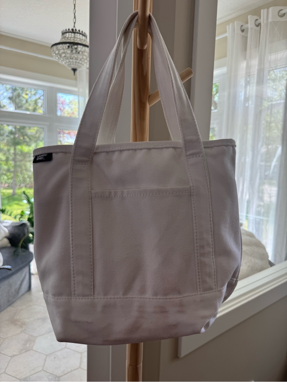 Parke x Lands’ End Canvas Tote Bag Heart Logo White Red - Picture 2 of 3